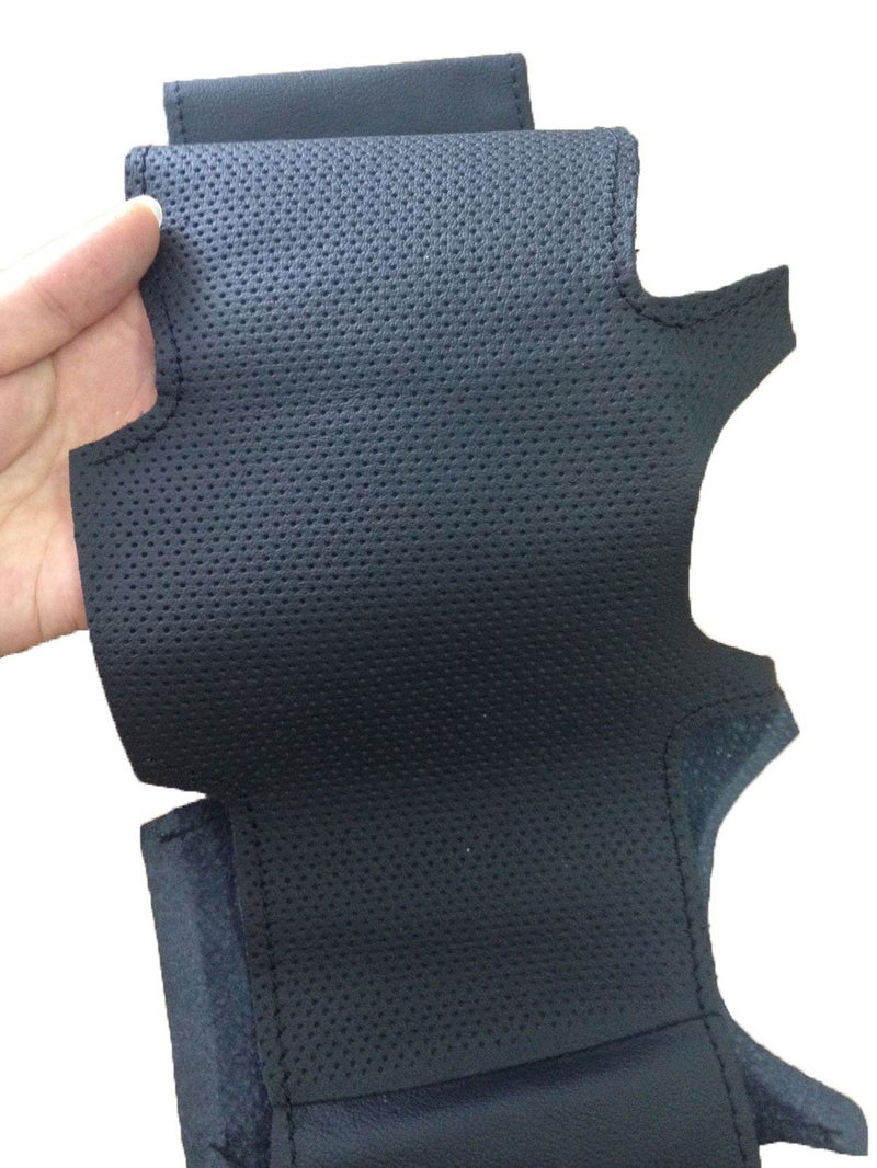 Eiseng Customized DIY Black Genuine Leather Steering Wheel Cover with Needles for 2013 2014 2015 2016 2017 2018 Toyota RAV4 Interior Accessories/for 2014-2018 Toyota Corolla 15 inches (Black Thread) - Image 4